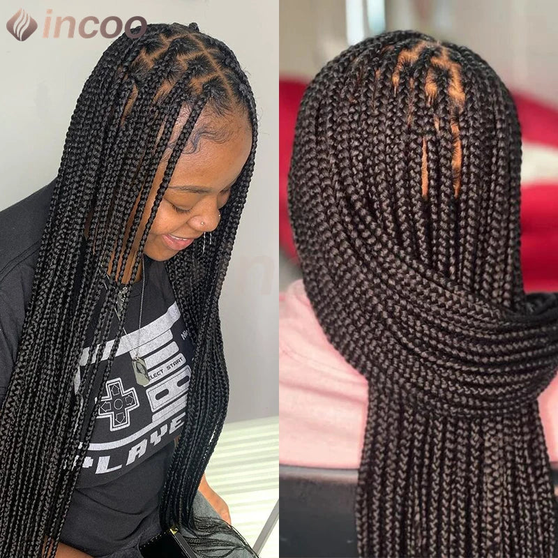 36" Small Box Braids Wig | Full Lace | Cornrows & Knotless Braids | Transparent Lace Luxegan