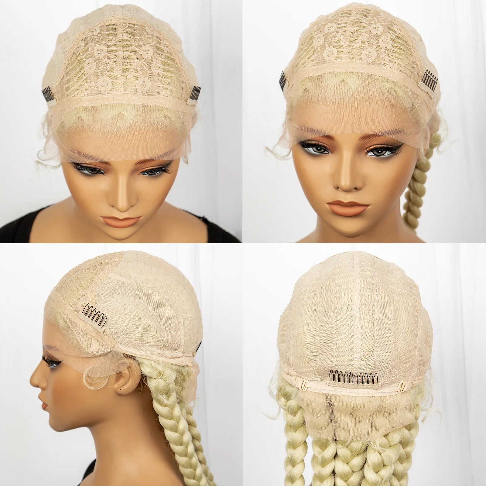 Blonde 613 Knotless Box Braids Wig | 24" Lace Front Cornrows & Baby Hair Luxegan