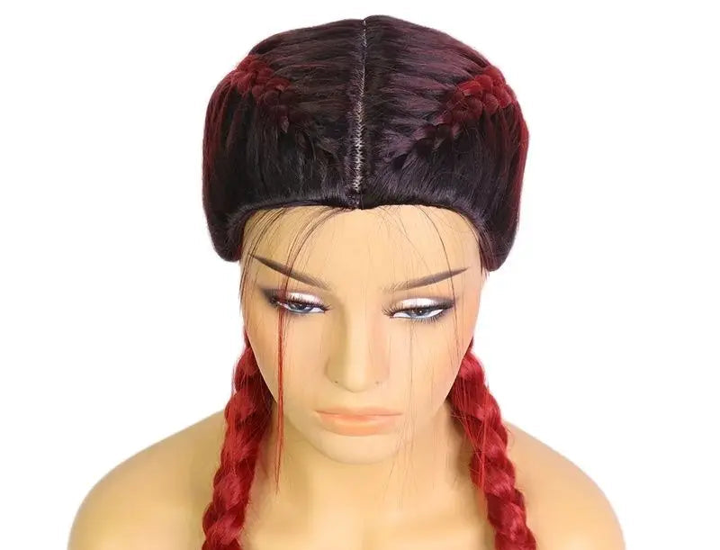 26" Black & Honey Blonde Box Braided Wig | Heat Resistant Synthetic Wig | Cosplay & Daily Wear | Machine Made Luxegan