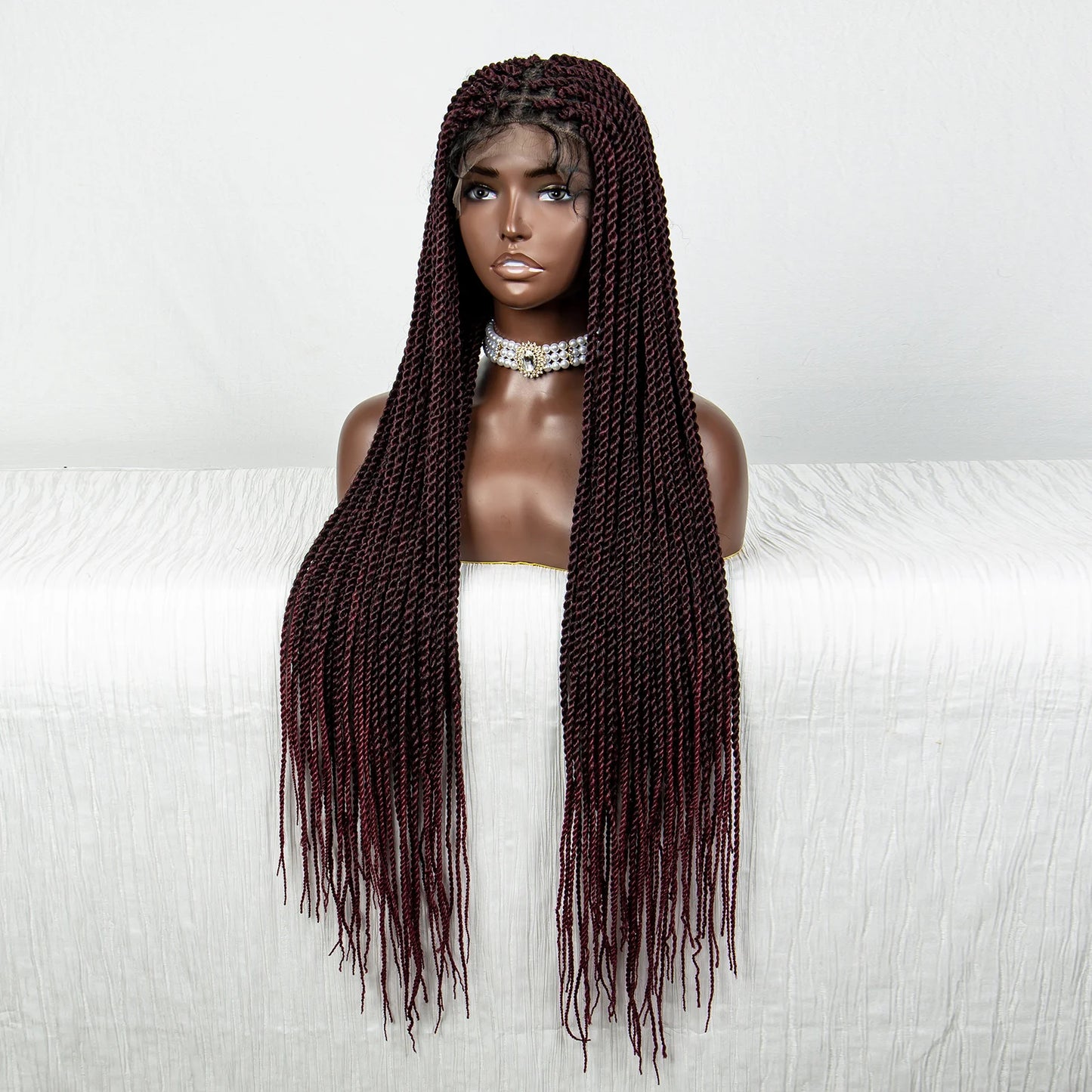 40" 360° HD Full Lace Knotless Twist Braids Wig | Blended Long Box Braids Luxegan