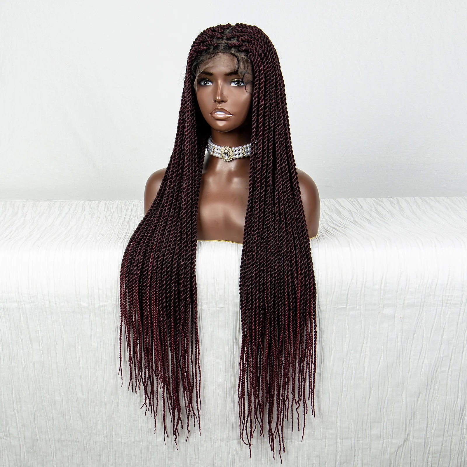 40" 360° HD Full Lace Knotless Twist Braids Wig | Blended Long Box Braids Luxegan