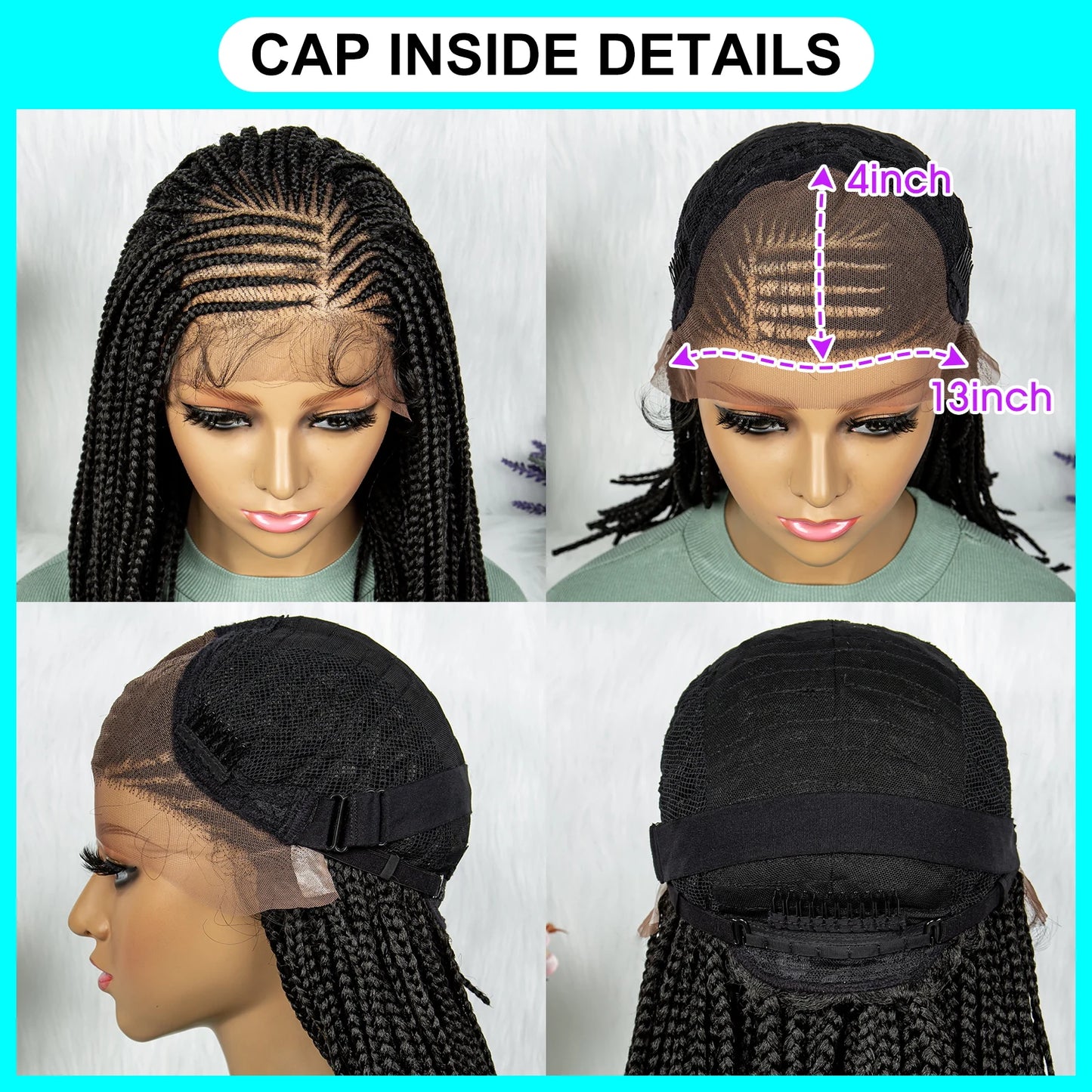 16" Short Knotless Box Braids Bob Wig | Lace Front | Afro Braided Hair Luxegan