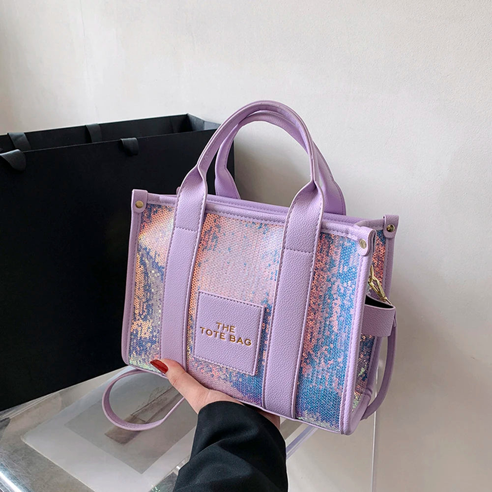 The Tote Bag: Luxury Designer Leather Handbag with Glitter & Sequins Luxegan