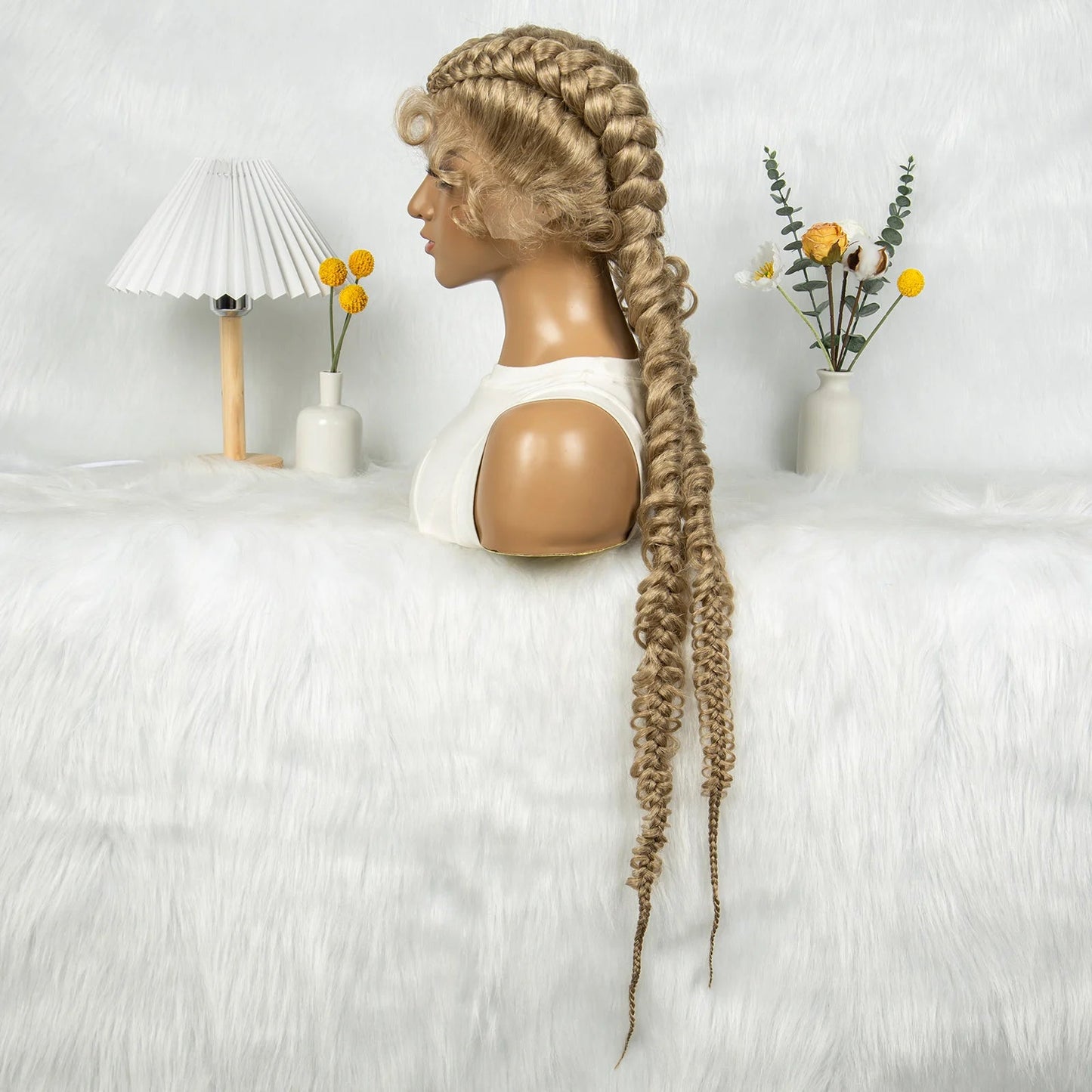36" Twisted Braids Lace Front Wig | 13x1 | Senegalese Twist | Baby Hair | Handmade Synthetic Braids Luxegan