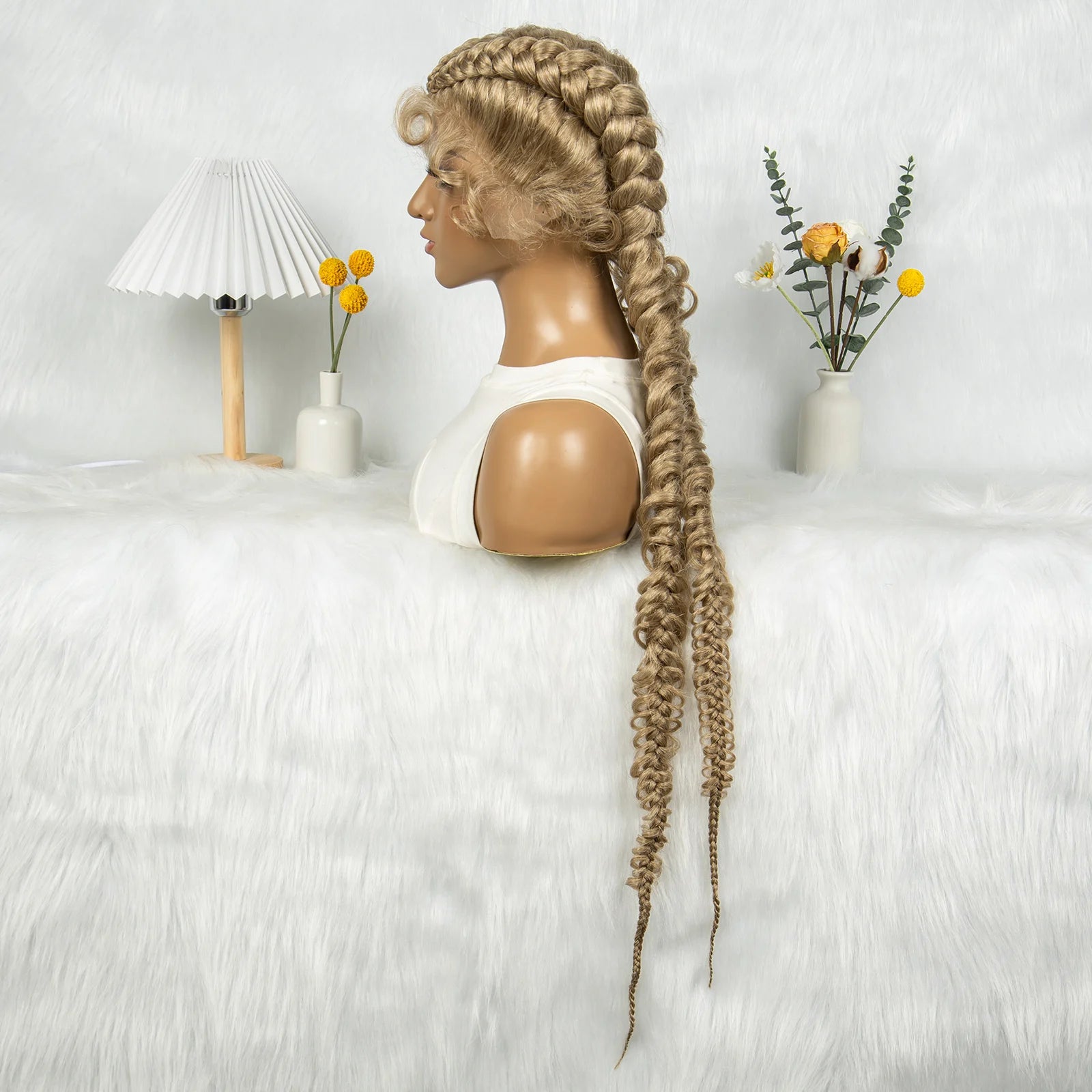36" Twisted Braids Lace Front Wig | 13x1 | Senegalese Twist | Baby Hair | Handmade Synthetic Braids Luxegan