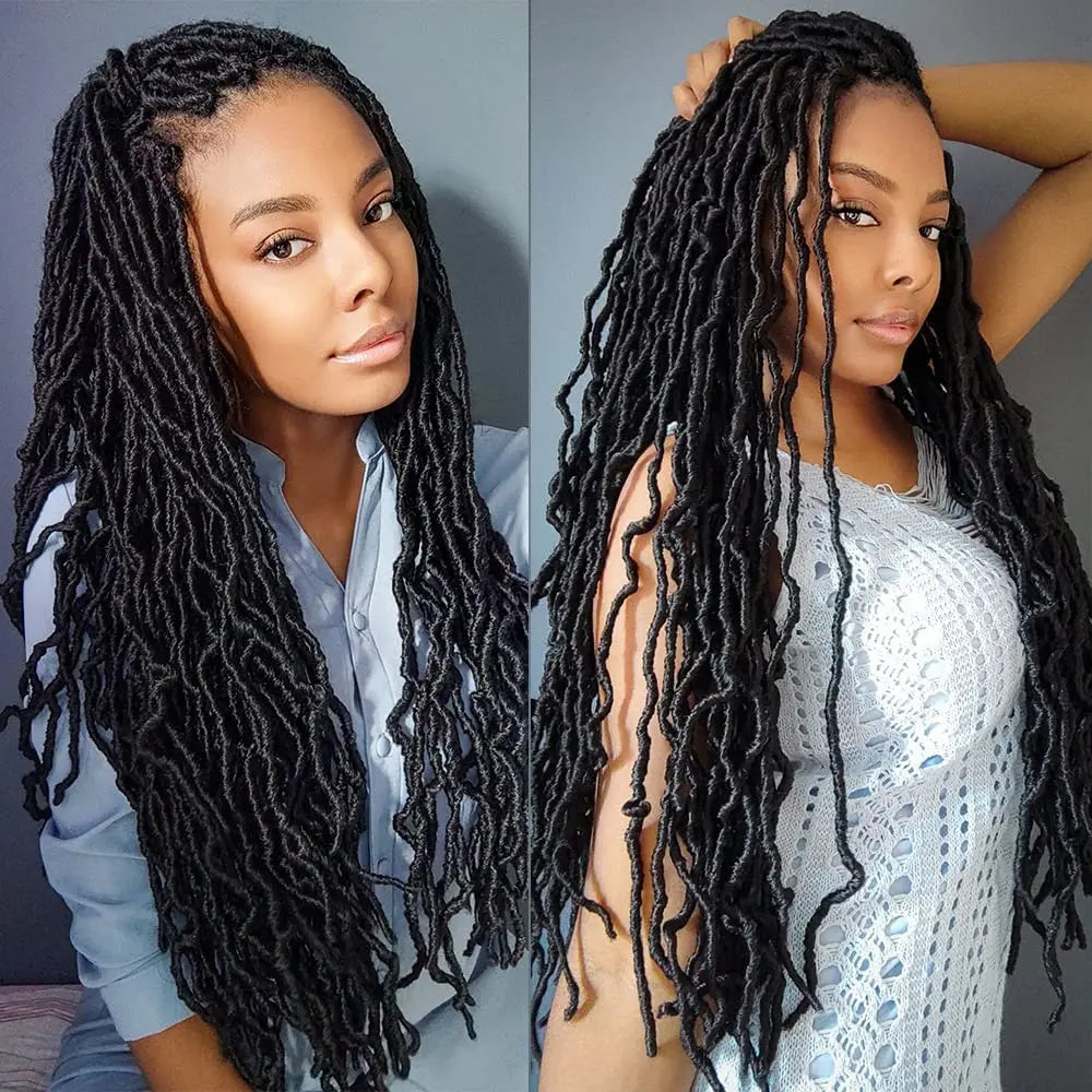 Knotless Butterfly Braided Wig with Baby Hair | Double Lace Front Crochet Faux Locs Wig | Bohemian Style | Synthetic Hair