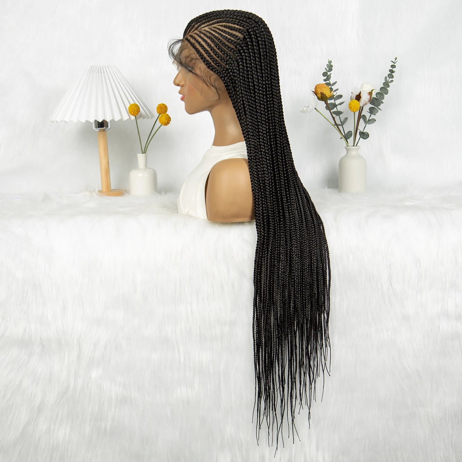 HD Transparent Full Lace Knotless Box & Cornrow Braids Wig Luxegan