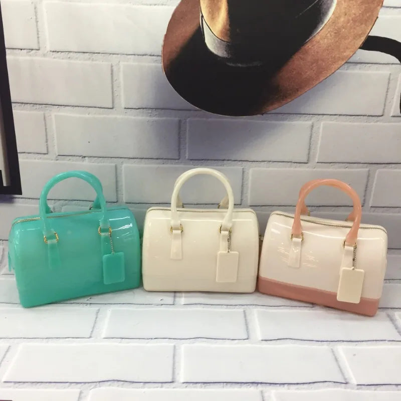 1pcs Jelly Crossbody Shoulder Bag | PVC Transparent Pillow Shape Handbag | Macaron Color Women's Casual Tote European Style Luxegan