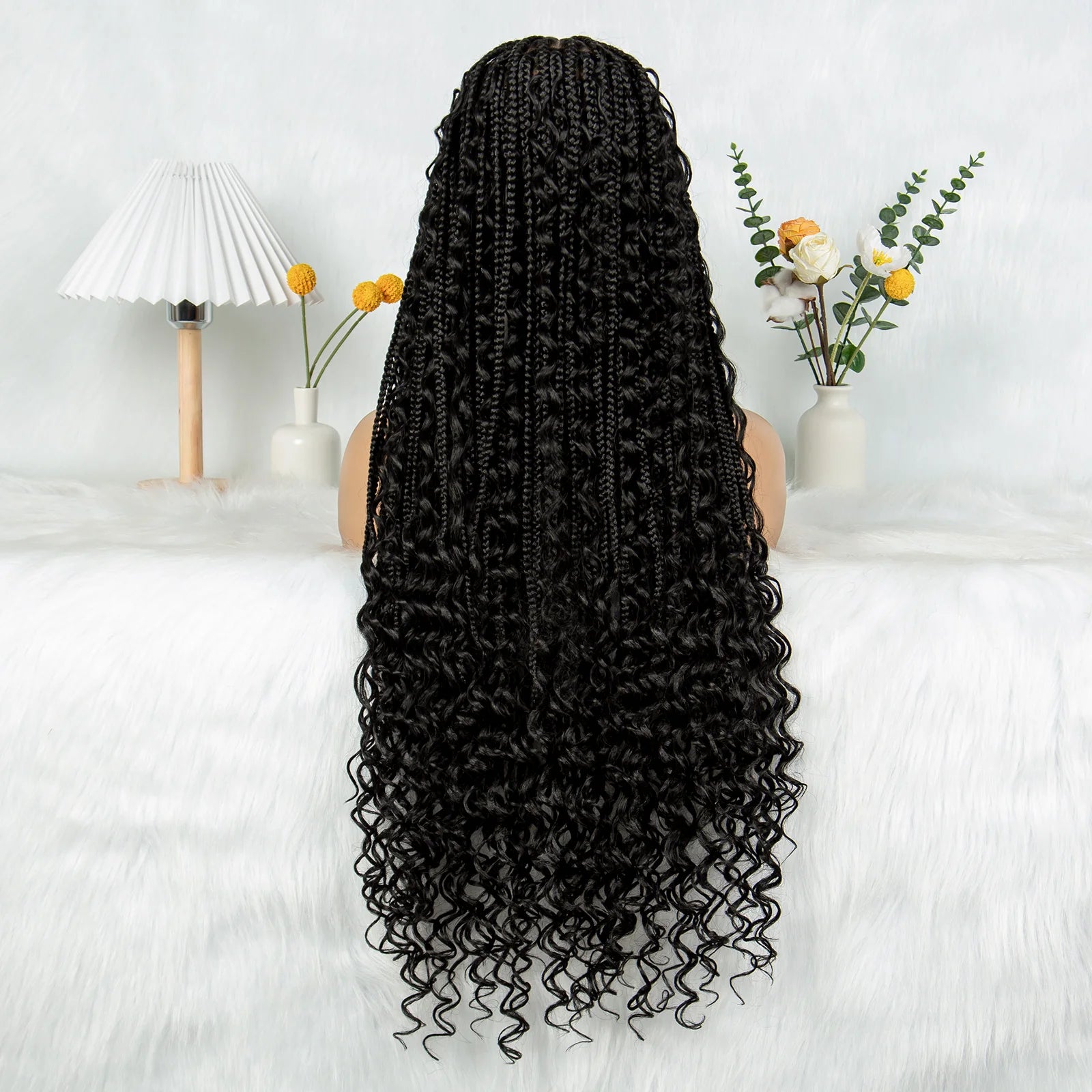 HD Transparent Full Lace Boho Box Braids Wig | Knotless Synthetic Luxegan