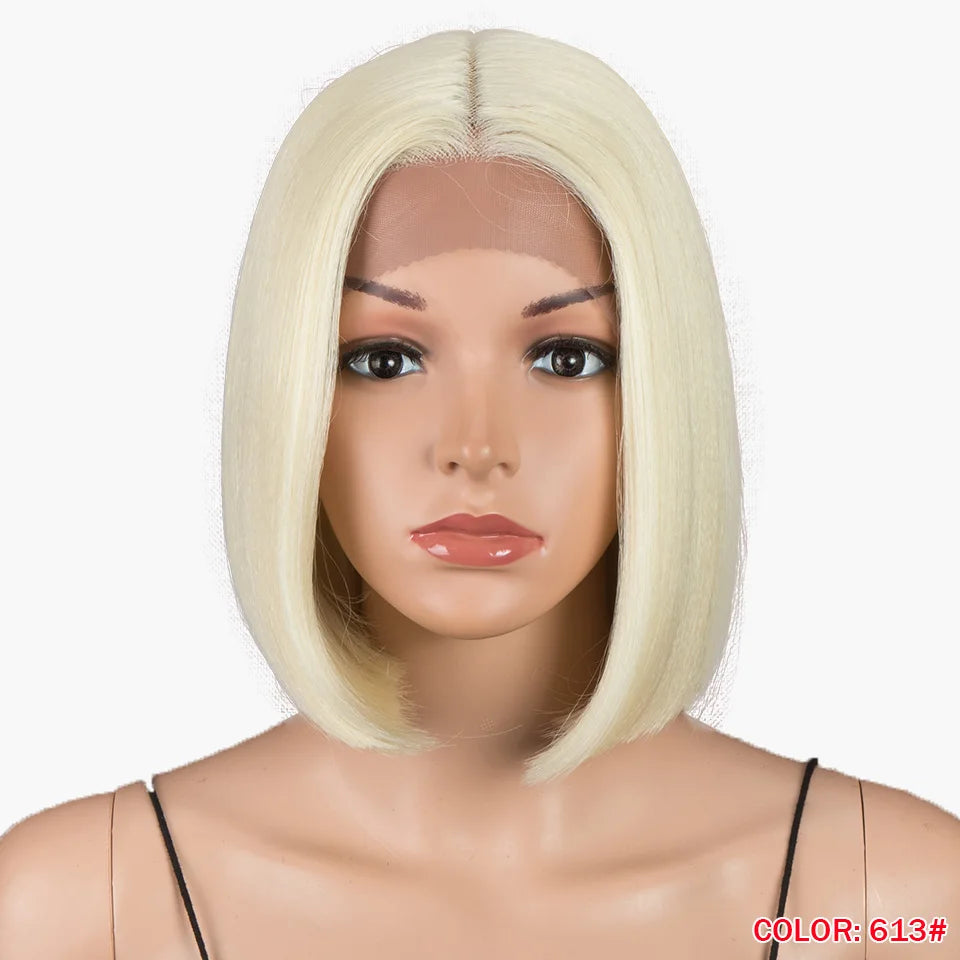 10 Inch Ombre Brown Straight Short Bob Wig | Synthetic Lace Front Wigs for Women (Heat Resistant Fiber, Cosplay & Daily Use) Luxegan