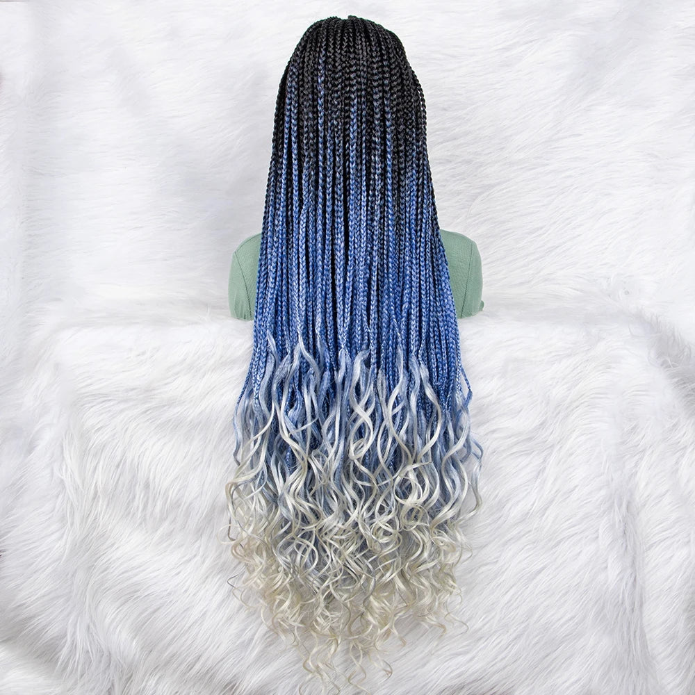 Gradient Water Wave Knotless Box Braids Wig | 9x6 Lace Front | Baby Hair Luxegan