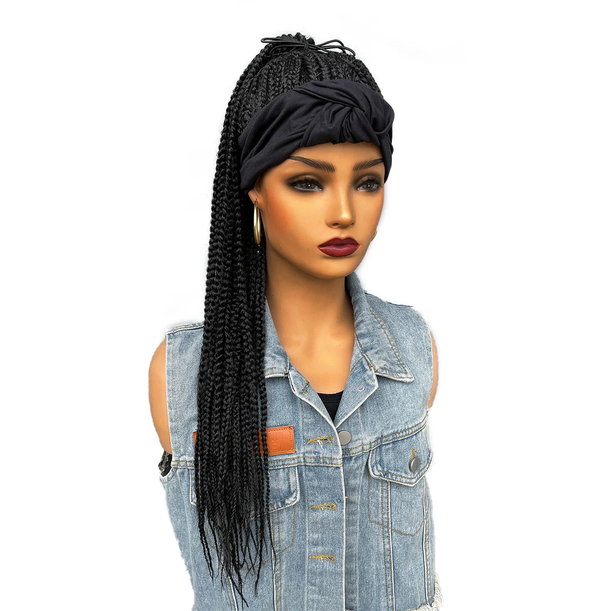 26" Twist Cornrow Headband Wig | Crochet Braids | Long Straight Synthetic Luxegan