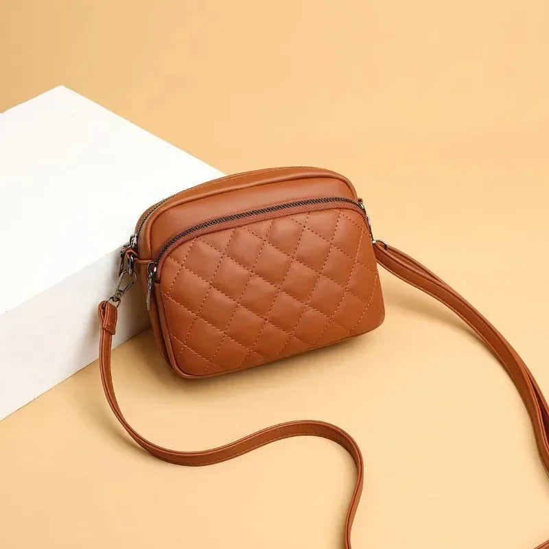 Diamond Lattice Women's Shoulder Bag | Leather Crossbody Handbag & Purse Luxegan