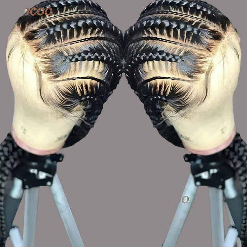 36" Cornrow Braided Wig | Full Lace Frontal | With Baby Hair | For Black Women
