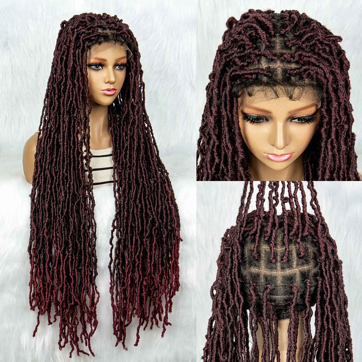 Pink & Blue Braided Wig | Full Lace Butterfly Locs & Dreadlocks