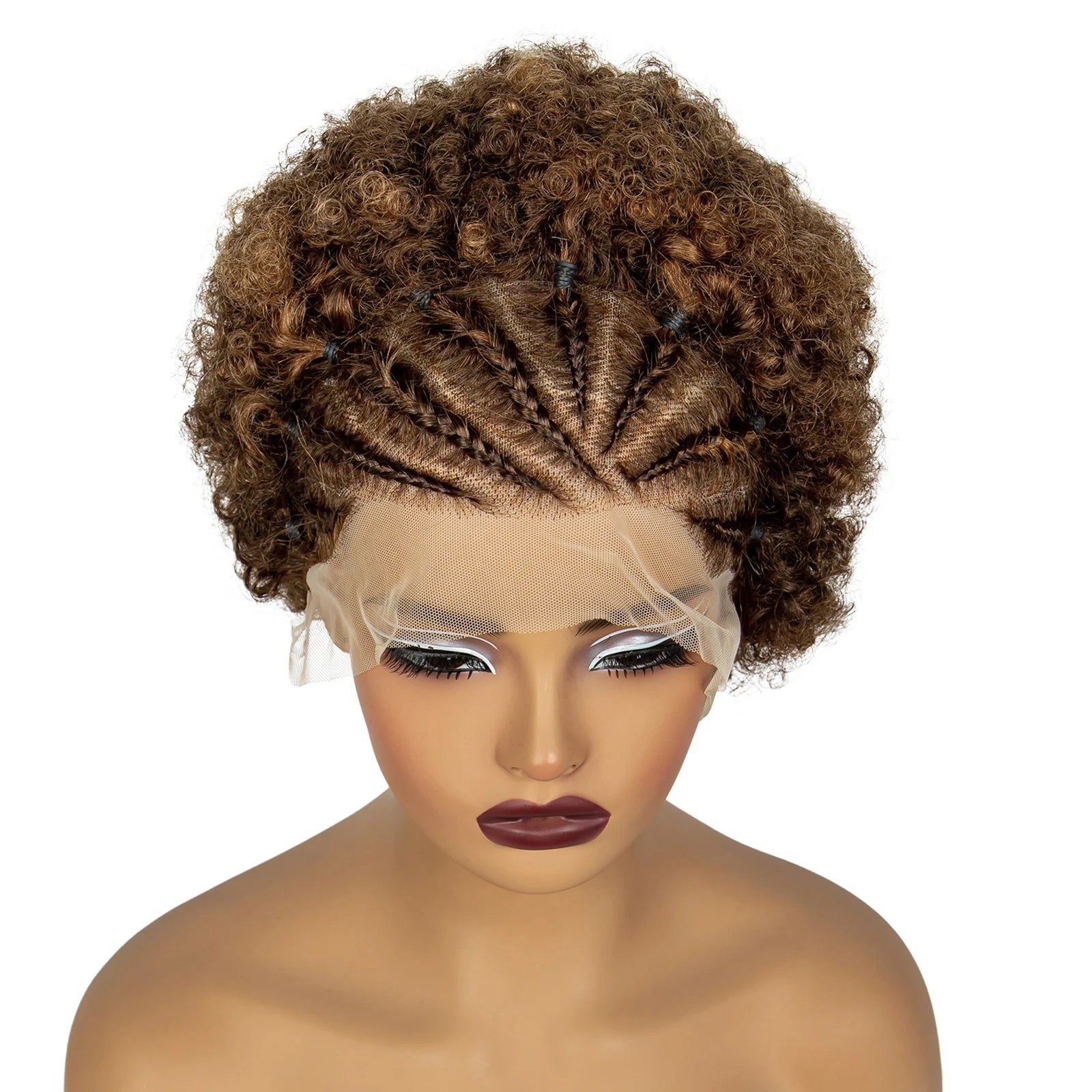 350# Ginger Orange Synthetic Knotless Braided Wig | 13x4 Transparent Lace Front Short Afro Kinky Curly Braids Luxegan