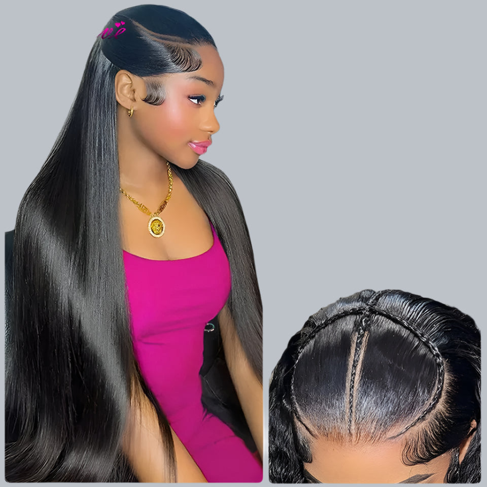 KissLove Pre-Braided Straight Lace Front Wig | HD Lace | Brazilian Remy Hair | Ready-to-Go | 26 Inches