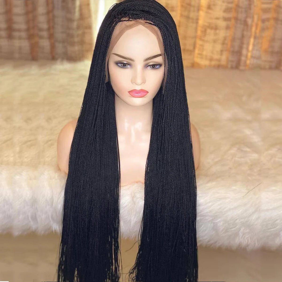 Million Twist Braided Lace Front Wig | Micro Braids Wig | Kanekalon High Heat Fiber | Black Women