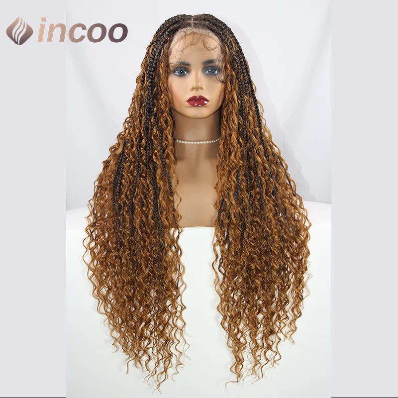 613 Blonde & Burgundy Butterfly Braids Wig | 36" Full Lace | Goddess Locs & Box Braids Luxegan