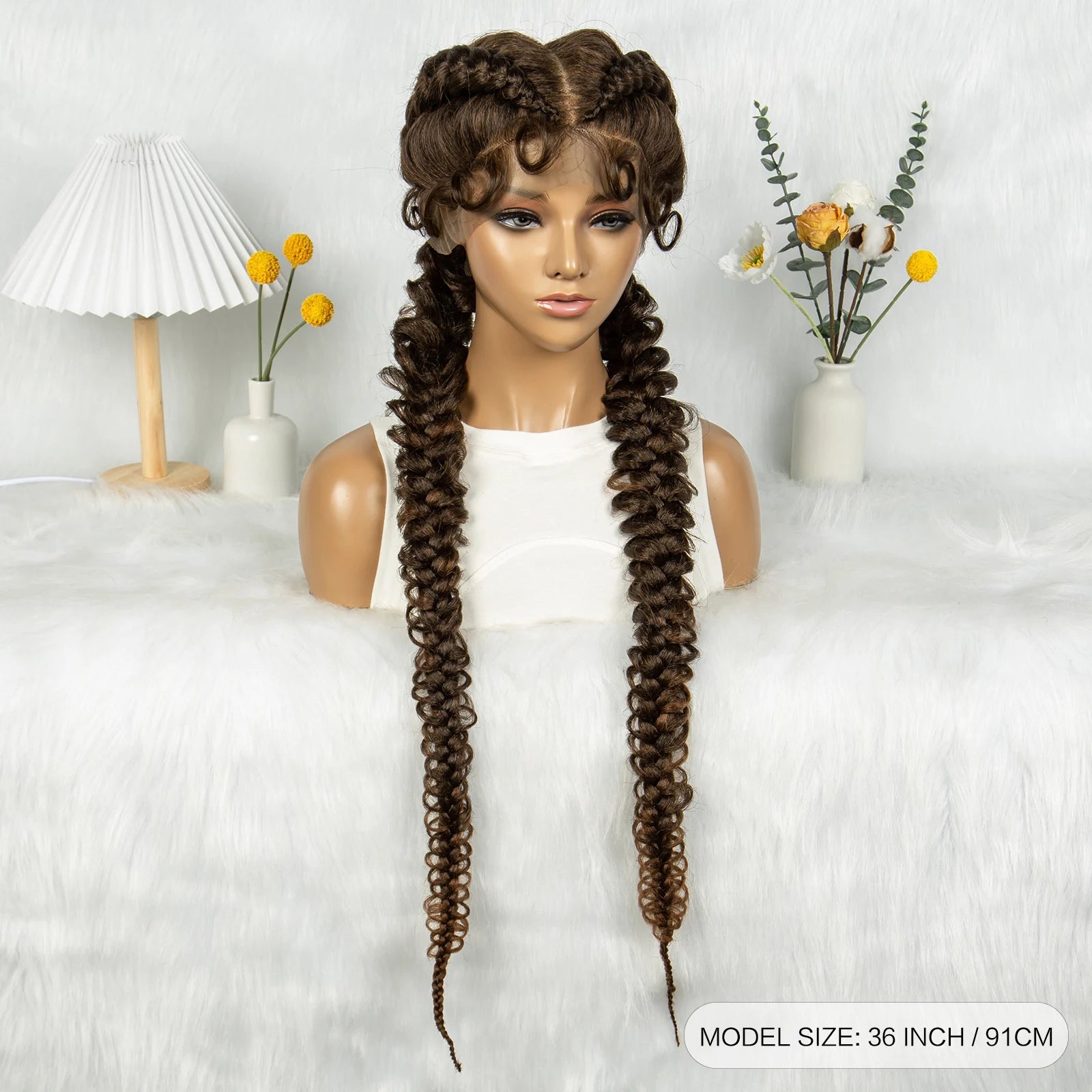 36" Twisted Braids Lace Front Wig | 13x1 | Senegalese Twist | Baby Hair | Handmade Synthetic Braids Luxegan