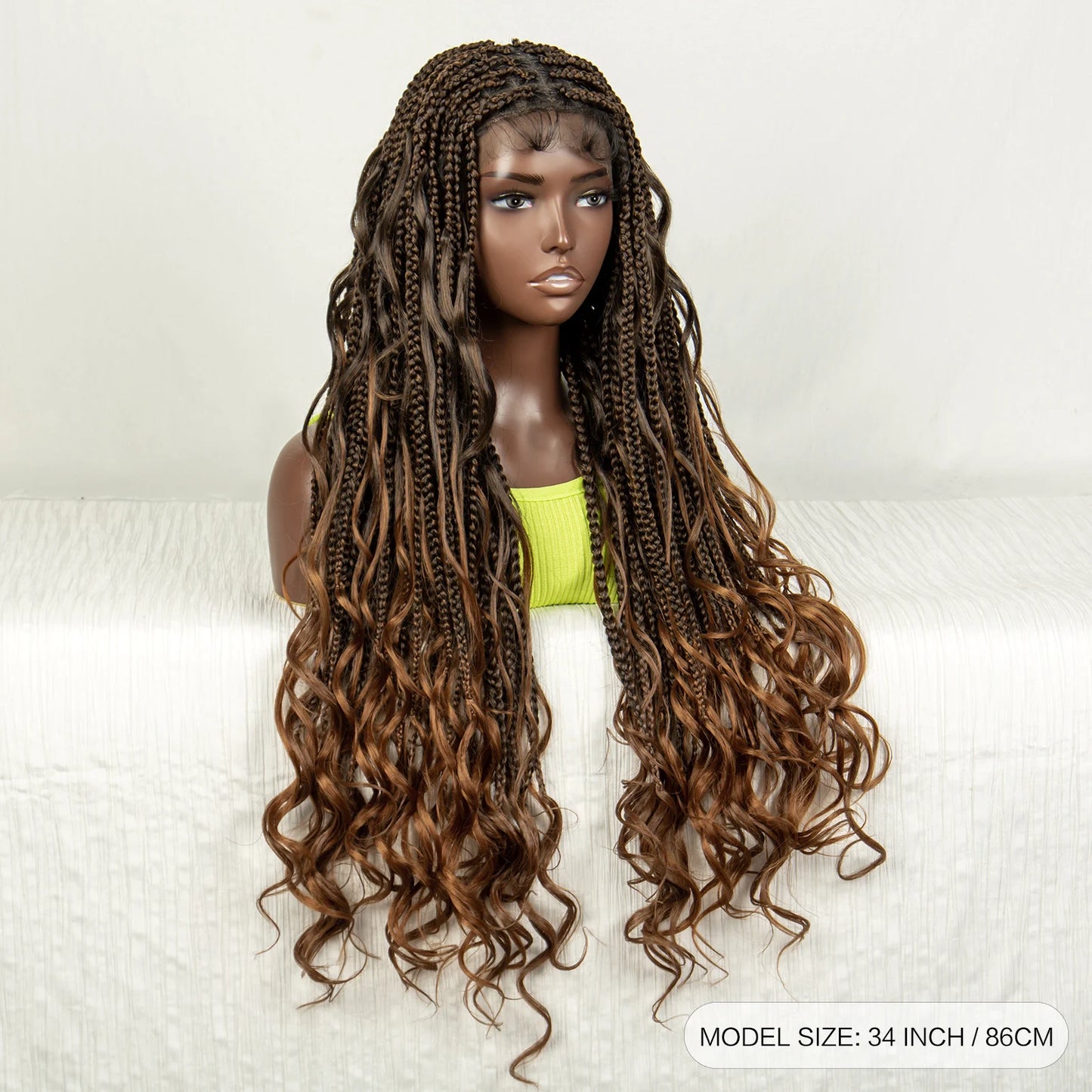 34" Ombre Curly Braids Wig | 1B/30 | Deep Wave | Full Lace | Baby Hair Luxegan