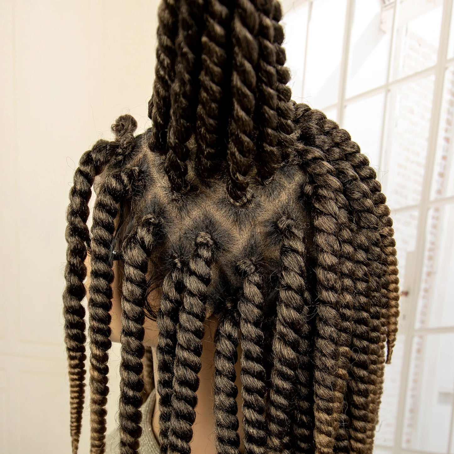 16 Inch Brown Twisted Braided Bob Wig | Full Lace | Kanekalon Fiber | For Black Women - Luxegan