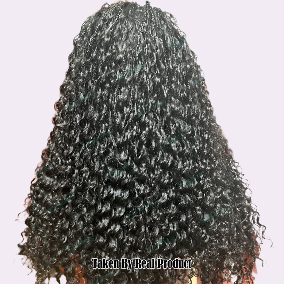 Boho Box Braids Wig | HD Full Lace Braided Wig | Human Hair | Knotless Braids | Natural Color