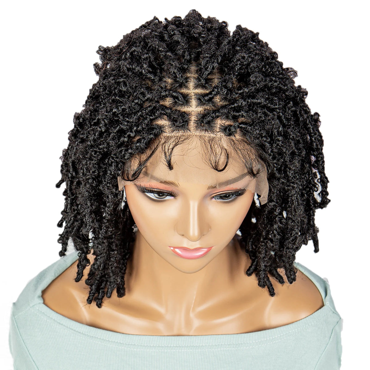 KIMA Pelucas trenzadas sintéticas de 14 pulgadas Peluca frontal de encaje Pelucas trenzadas 9x6 Trenzas de caja sin nudos con pelo de bebé para mujeres negras