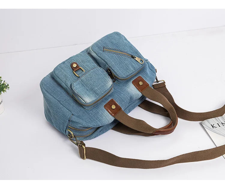 High-Quality Casual Denim Women’s Handbag | Vintage Blue Jeans Crossbody Bag | Large Travel Shoulder Tote & Big Bolsa Luxegan
