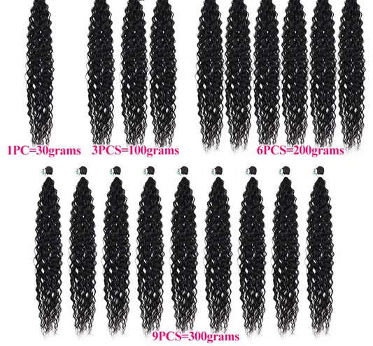 Synthetic Water Wave Hair Bundles | 28–32 Inch Curly Extensions Luxegan