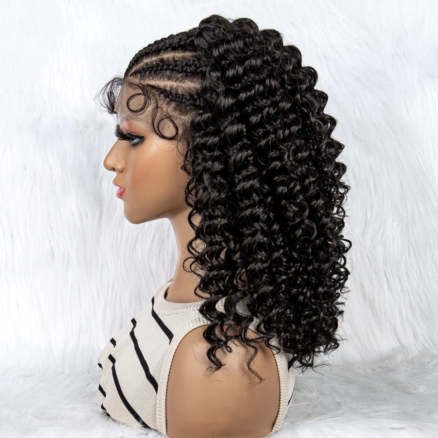 Kinky Curly Braided Bob Wig | Lace Front with Baby Hair Luxegan