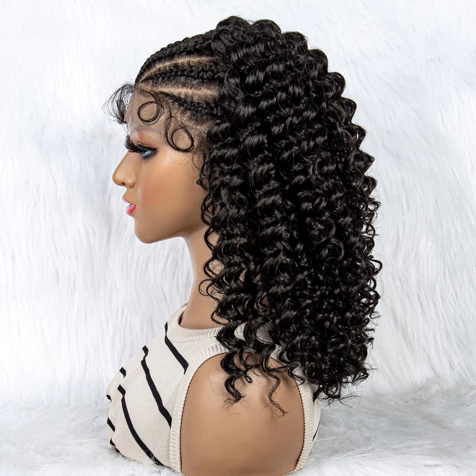 Kinky Curly Braided Bob Wig | Lace Front with Baby Hair Luxegan