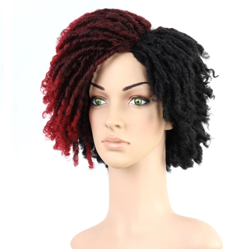 10" Braided Bob Wig | Afro Dreadlock Wig | Curly Ends | Synthetic Crochet Wig | Cosplay