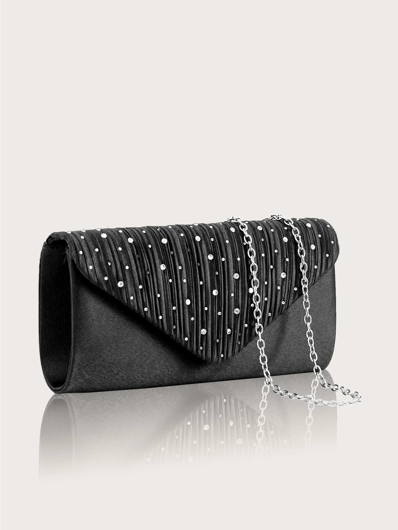 Sparkling and Luxurious Rhinestone Party Women's Clutch Bag | Gorgeous Rhinestone Pendant Necklace, Earrings, & Bracelet Set Luxegan