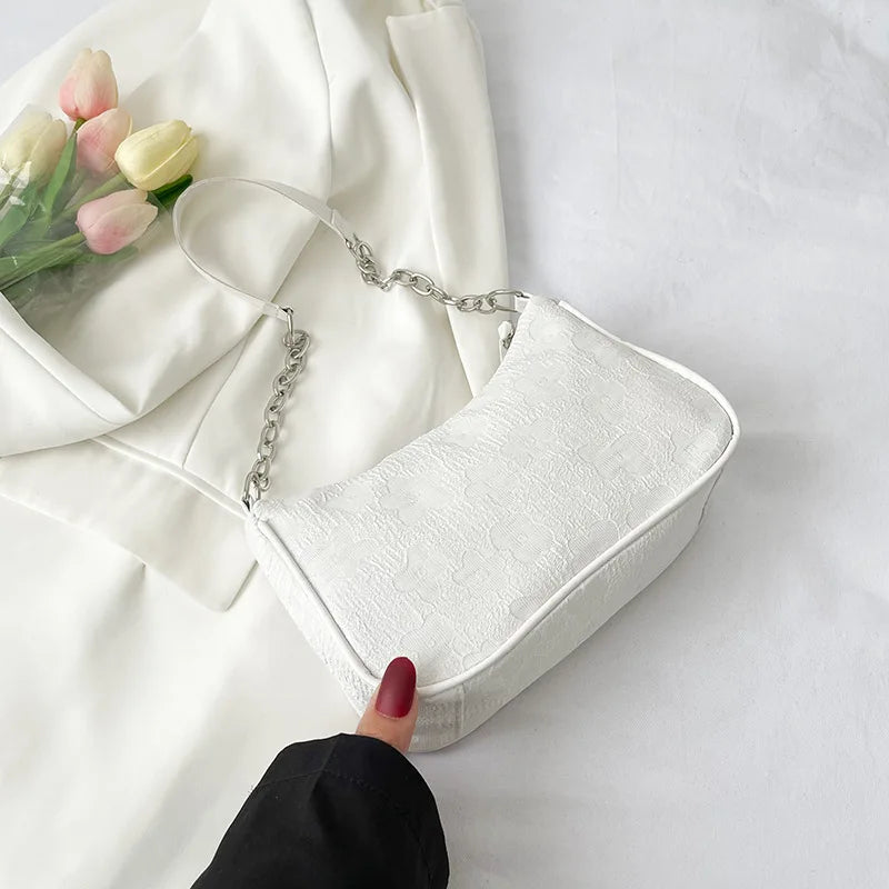 Korean Fashion Vintage Corduroy Underarm Bag | Women's Summer Soft Zipper Shoulder Small Bag | Casual Clutch Handbag Luxegan