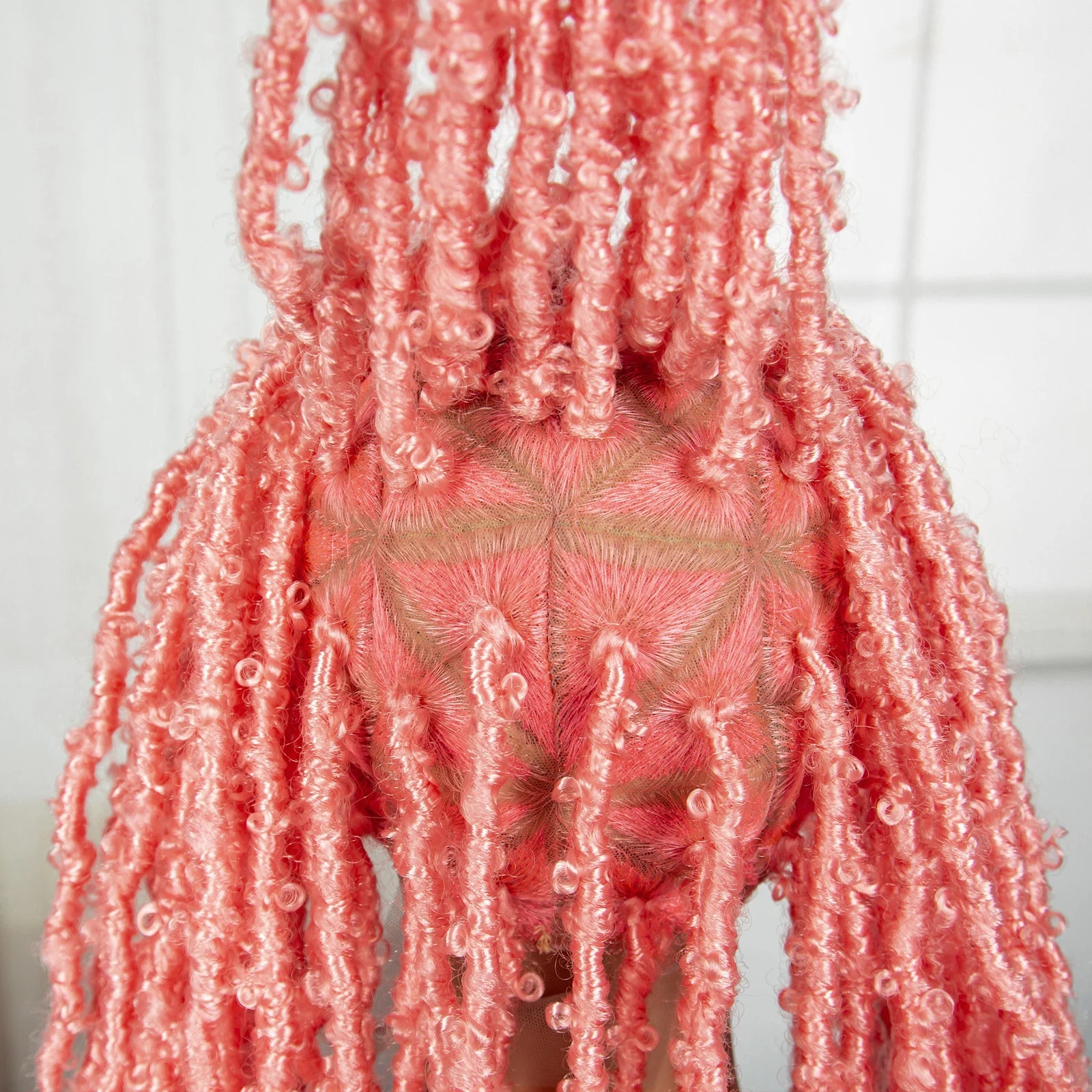 Pink Knotless Braids Wig with Curly Ends | Full Lace | Baby Hair Luxegan