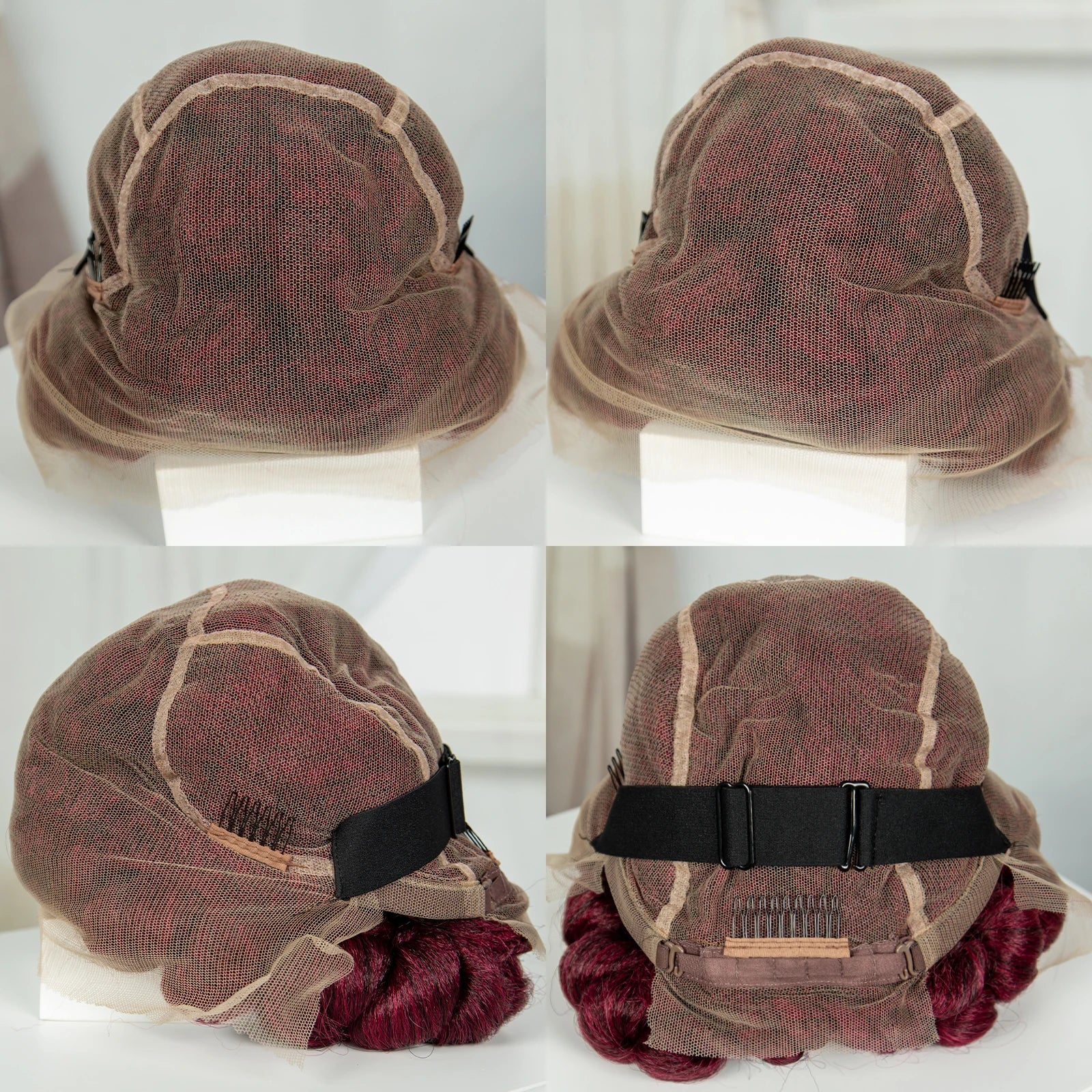 6" Short Cute Burgundy Bantu Knotless Braids Wig | Transparent Full Lace Luxegan