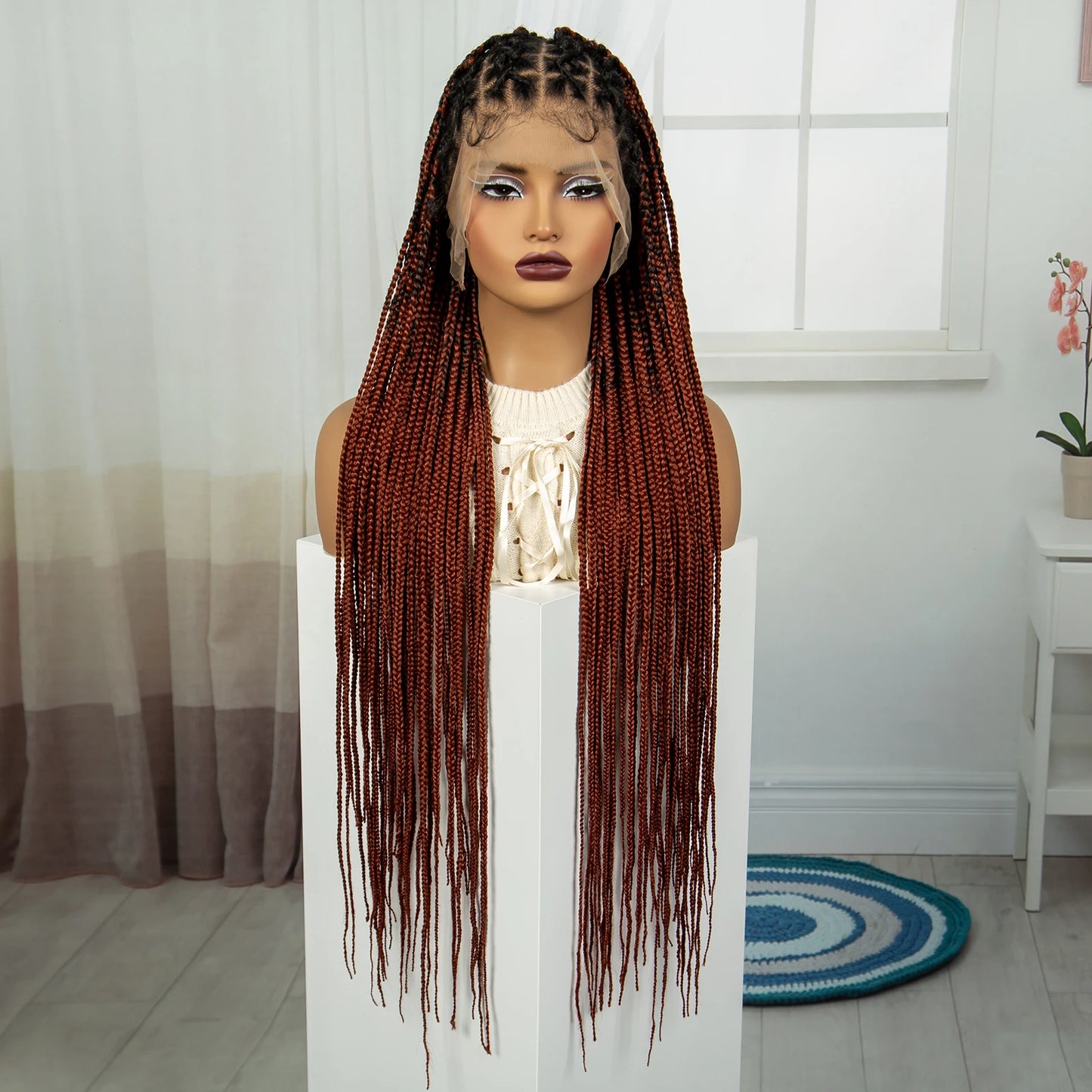 32" Ginger Twist Braids Wig | Full Lace Frontal | Baby Hair Luxegan