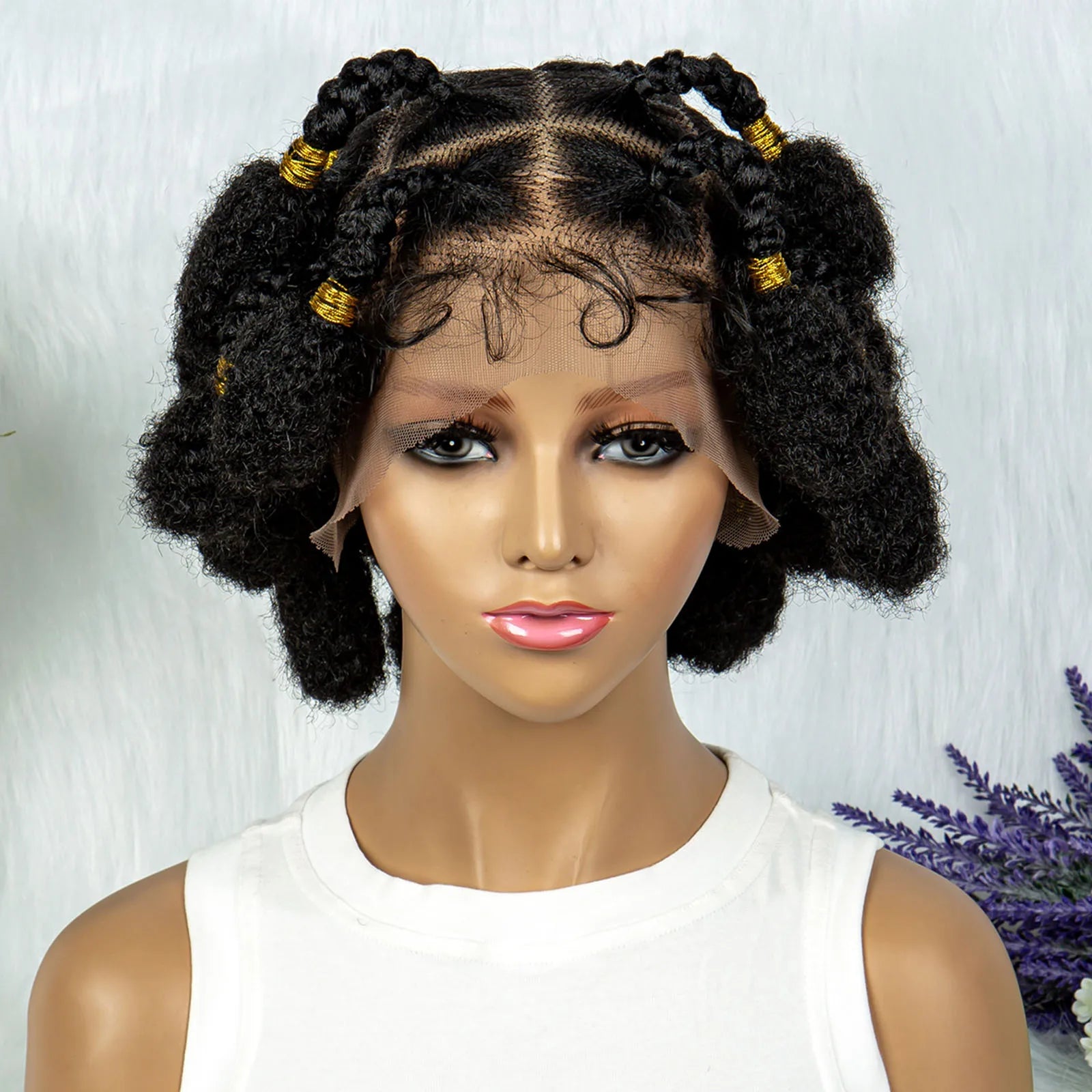 6" Afro Bob Box Braids Wig | HD Full Lace Bubble Braids Luxegan