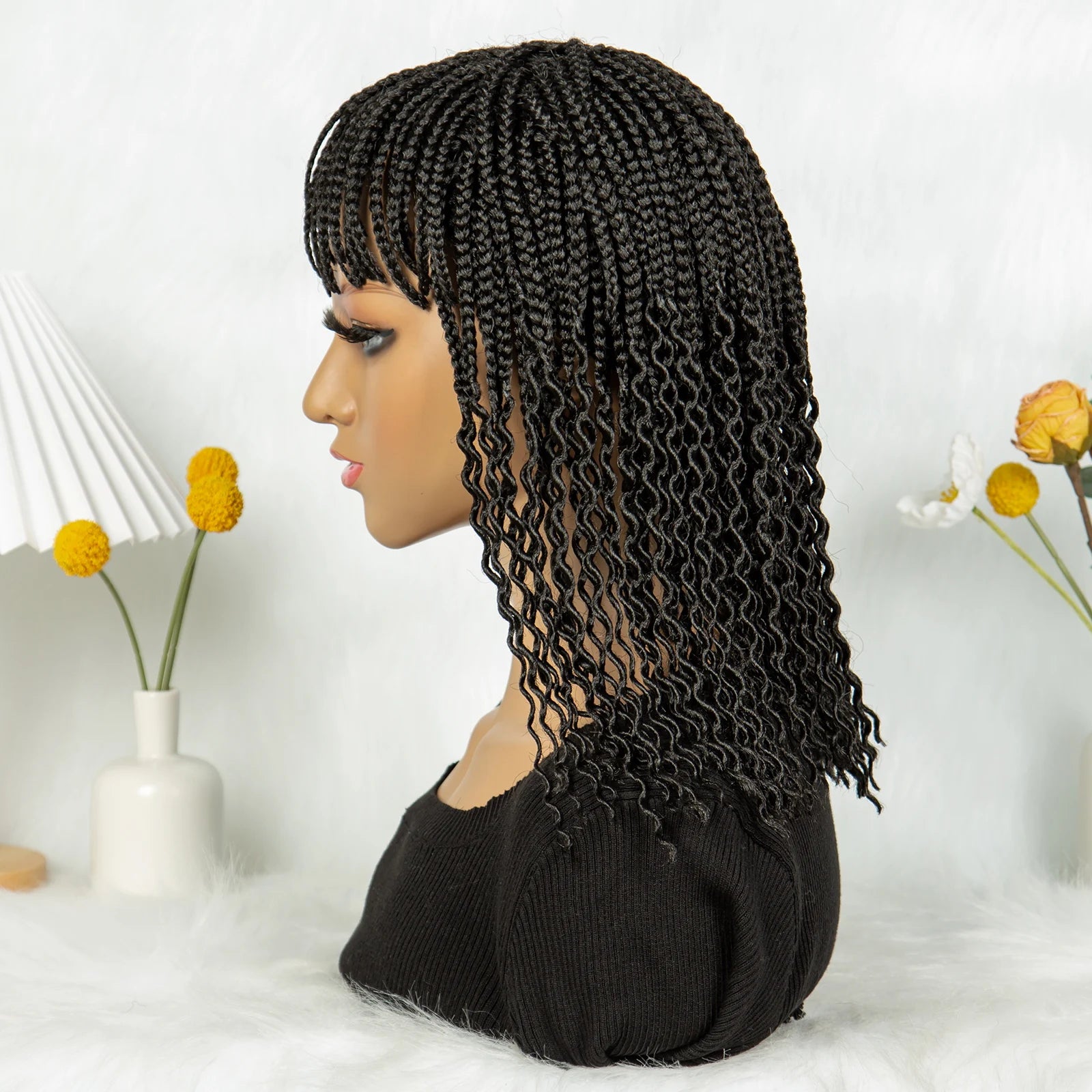 KIMA Colorful Half Twisted Locs Half Braided Bob Wig with Bangs Luxegan