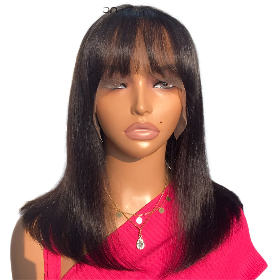 180% Density Minimalist Straight Bob Wig | Middle Part Lace with Bangs Luxegan