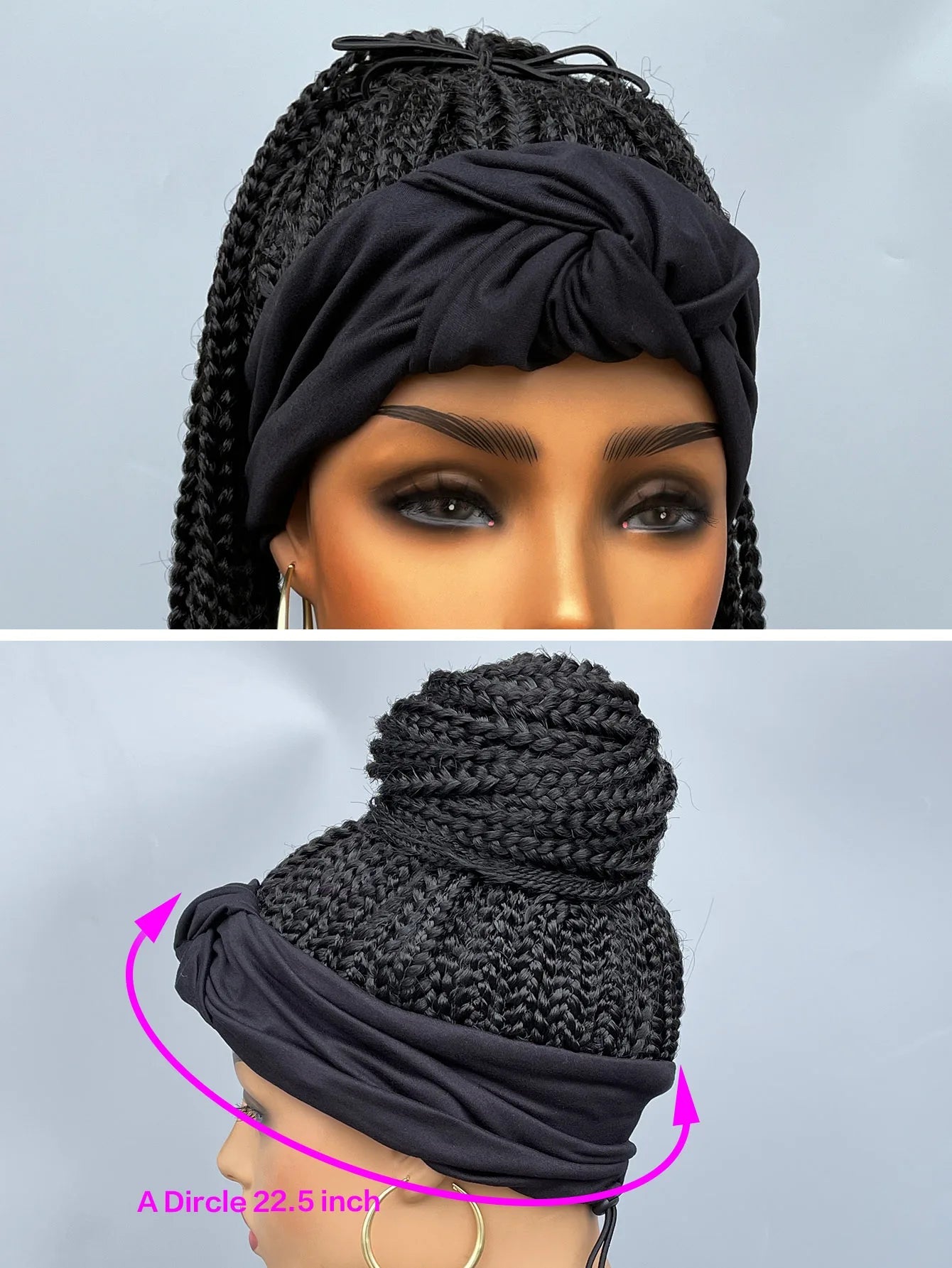 26" Twist Cornrow Headband Wig | Crochet Braids | Long Straight Synthetic Luxegan