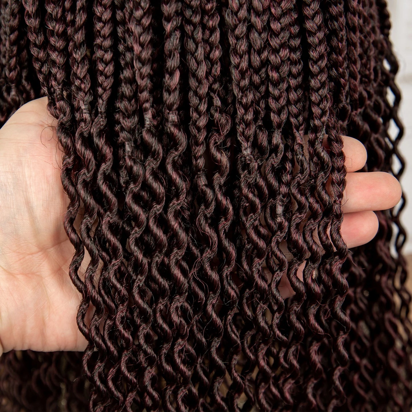 Short 14" Bob Braided Wig | Curly Knotless Box Braids | Synthetic Machine Made Wig | For Black Women - Luxegan