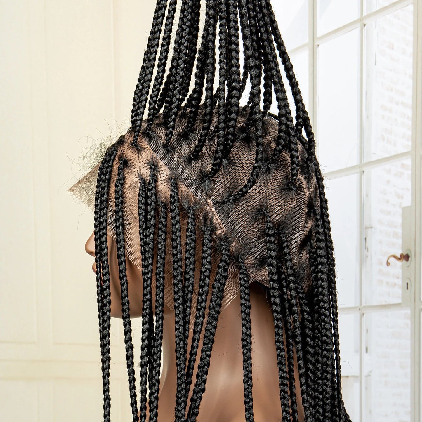 36" 613 Full Lace Knotless Box Braided Wig | Transparent HD Lace | Baby Hair | Synthetic Wig for Black Women Luxegan