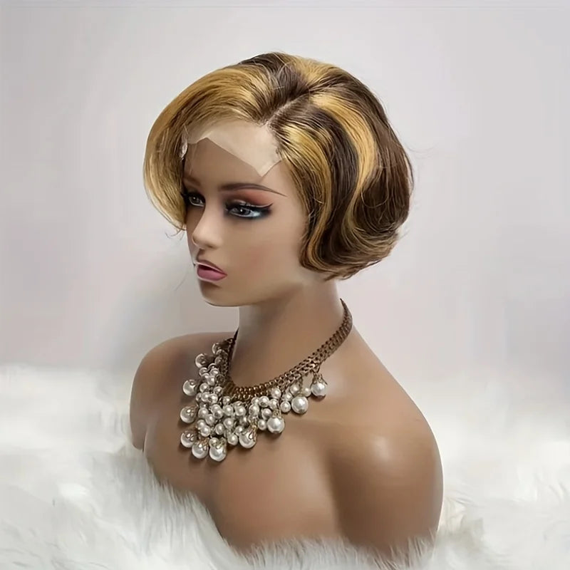 Pixie Cut Bob Human Hair Wig | 180% Density 4x4 HD Lace Closure | Pre-Plucked & Multi-Color Options Luxegan