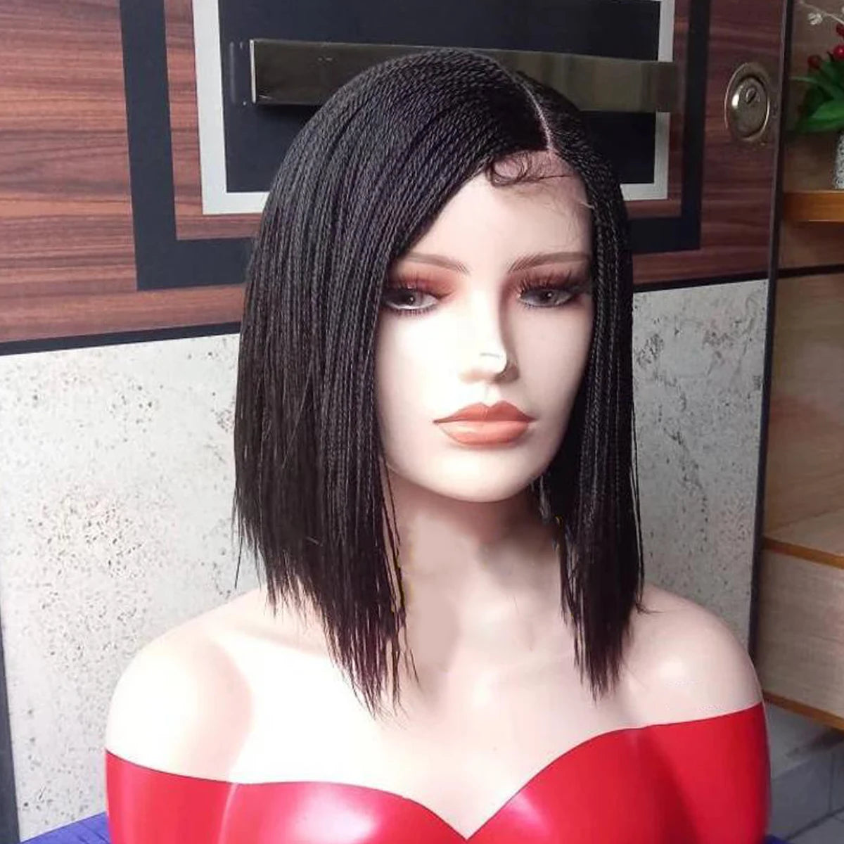 10 Inch Short Micro Twisted Wig - 2x4 Closure Braided Wig for Black Women - Micro Million Braid Wig - Synthetic Knotless Braids