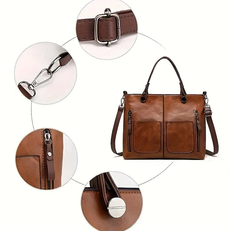 Women's Fashion Classical Style Crossbody Handbag | Retro PU Leather Shoulder Bag & Purse (Casual, Daily Use) Luxegan