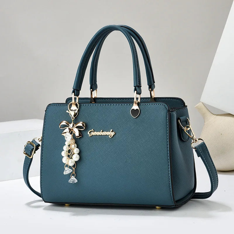 New Women’s Fashion Shoulder Bag | Portable PU Leather Bucket Handbag | Ladies' Messenger Crossbody Bag with Flap Pocket | Soft Square Designer Tote with Multi-Pocket Interior Luxegan