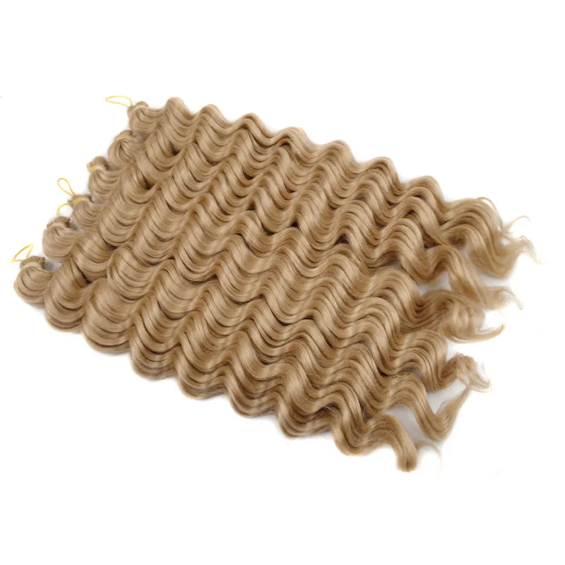 20" Deep Curly Crochet Braiding Hair | Deep Wave Bulk Synthetic Braid Extensions | 23 Colors