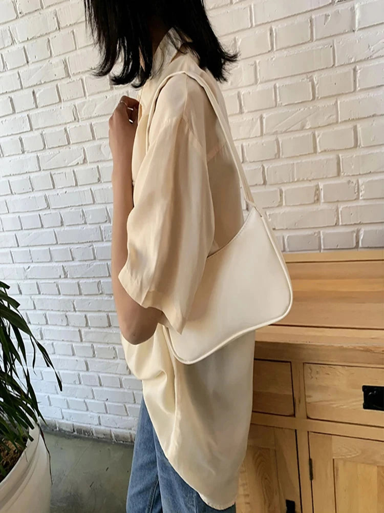 Handle Bag Women Retro Handbag | PU Leather Shoulder Totes Underarm Vintage Top Handle Bag | Female Small Subaxillary Bags Clutch Luxegan